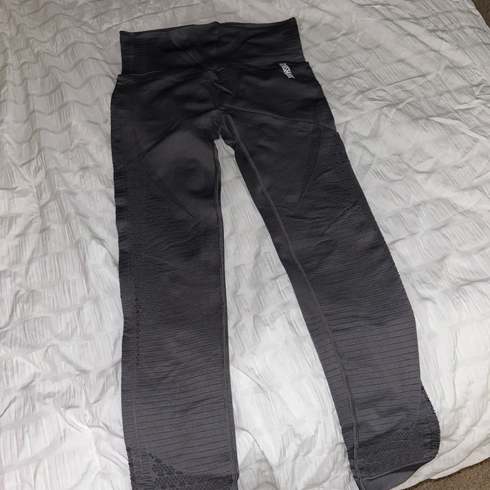 Grey Gymshark leggings with subtle mesh
